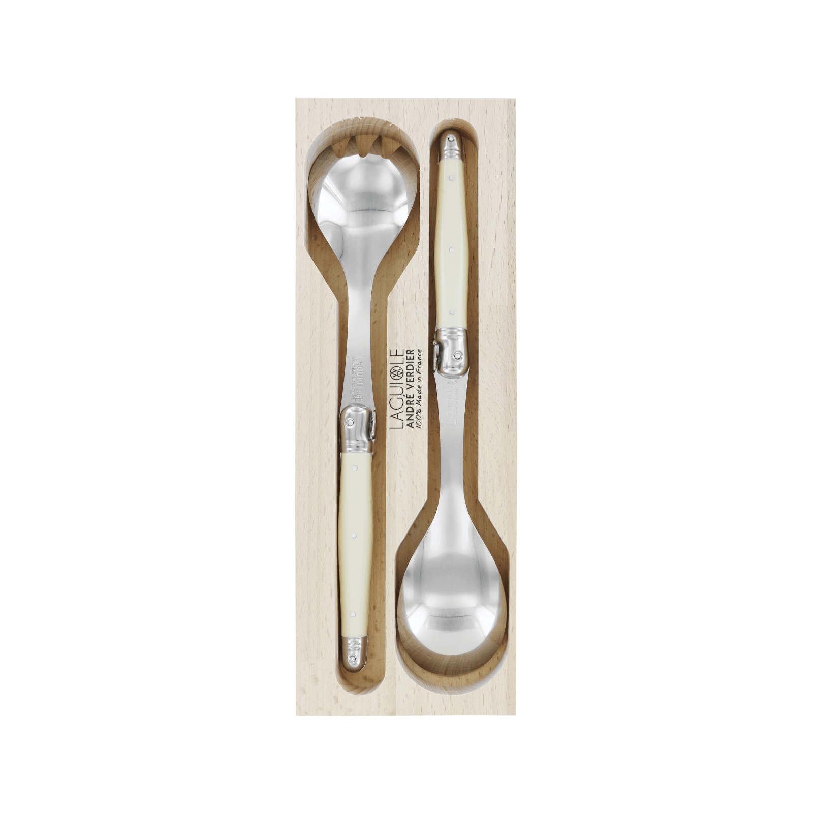 Andre Verdier Laguiole Debutant Salad Server Set Ivory