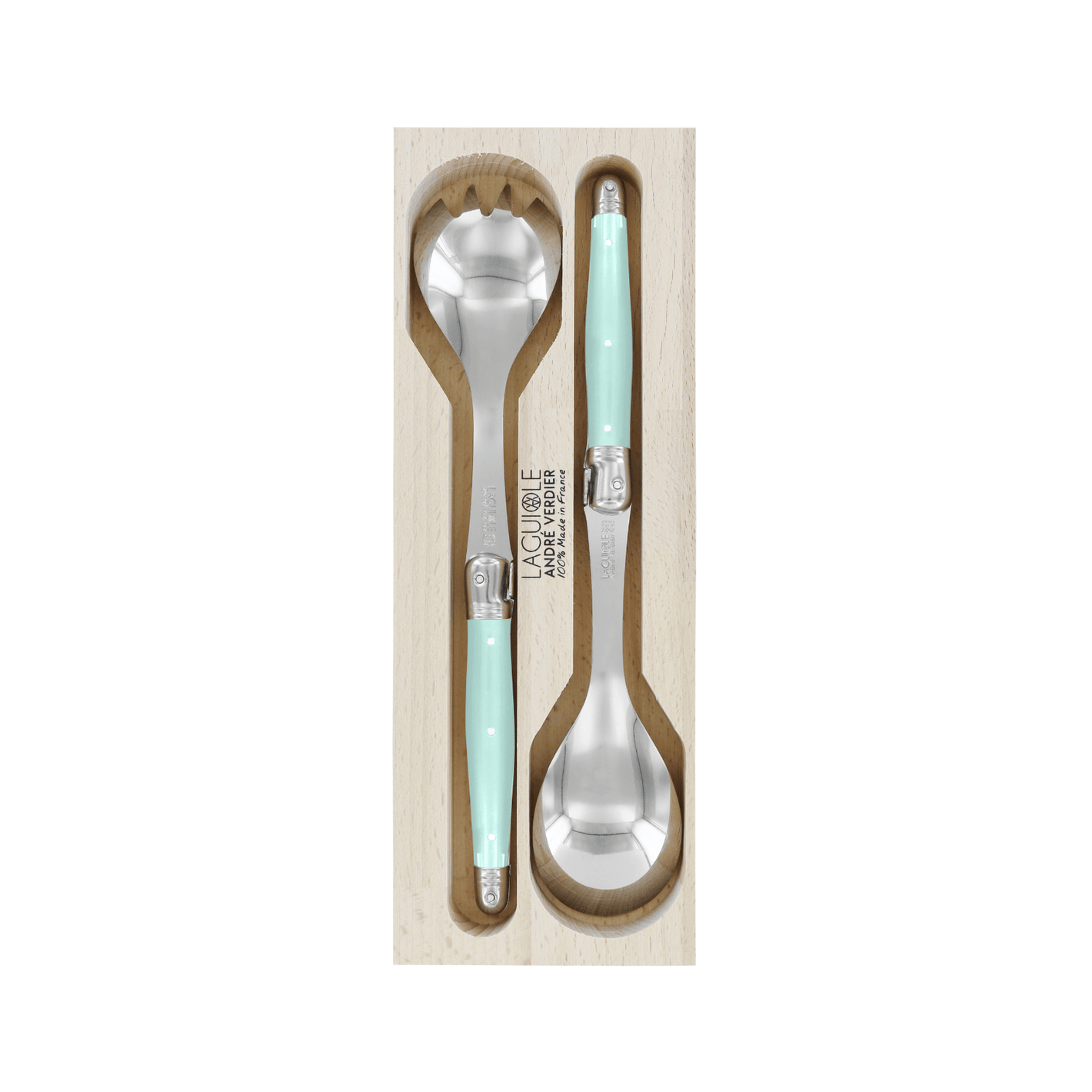 Andre Verdier Laguiole Debutant Salad Server Set Pale Green