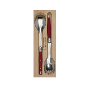 Andre Verdier Laguiole Debutant Salad Server Set Red