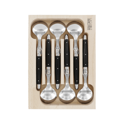 Andre Verdier Laguiole Debutant Soup Spoon Set of 6 Black