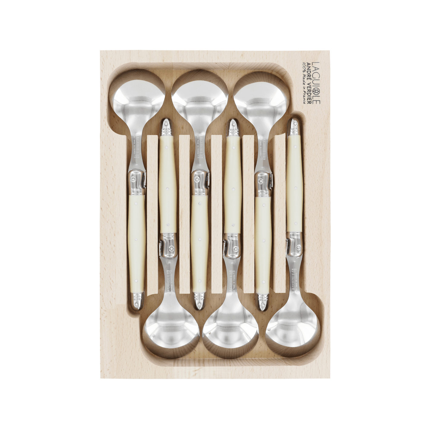 Andre Verdier Laguiole Debutant Soup Spoon Set of 6 Ivory