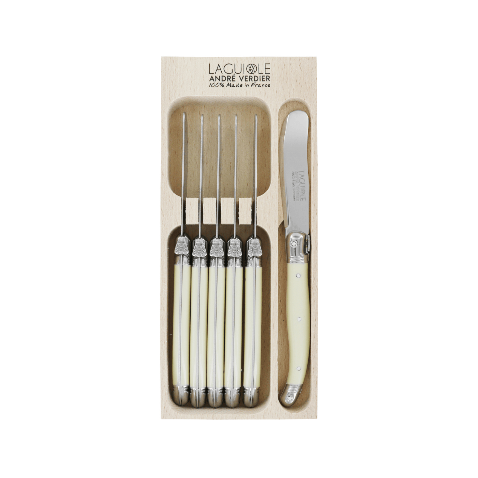 Andre Verdier Laguiole Debutant Spreader Set of 6 Ivory