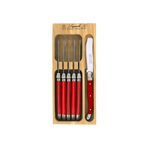 Andre Verdier Laguiole Debutant Spreaders Set 6 Piece Bright Red
