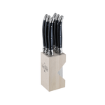 Andre Verdier Laguiole Debutant Steak Knife Block Set of 6 Black