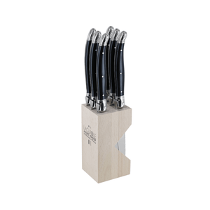 Andre Verdier Laguiole Debutant Steak Knife Block Set of 6 Black