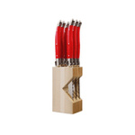 Andre Verdier Laguiole Debutant Steak Knife Block Set of 6 Bright Red