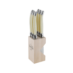 Andre Verdier Laguiole Debutant Steak Knife Block Set of 6 Ivory