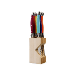 Andre Verdier Laguiole Debutant Steak Knife Block Set of 6 Multi