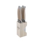 Andre Verdier Laguiole Debutant Steak Knife Block Set of 6 Mushroom