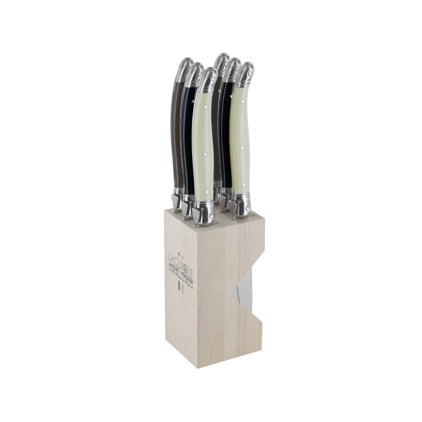 Andre Verdier Laguiole Debutant Steak Knife Block Set of 6 Neutral