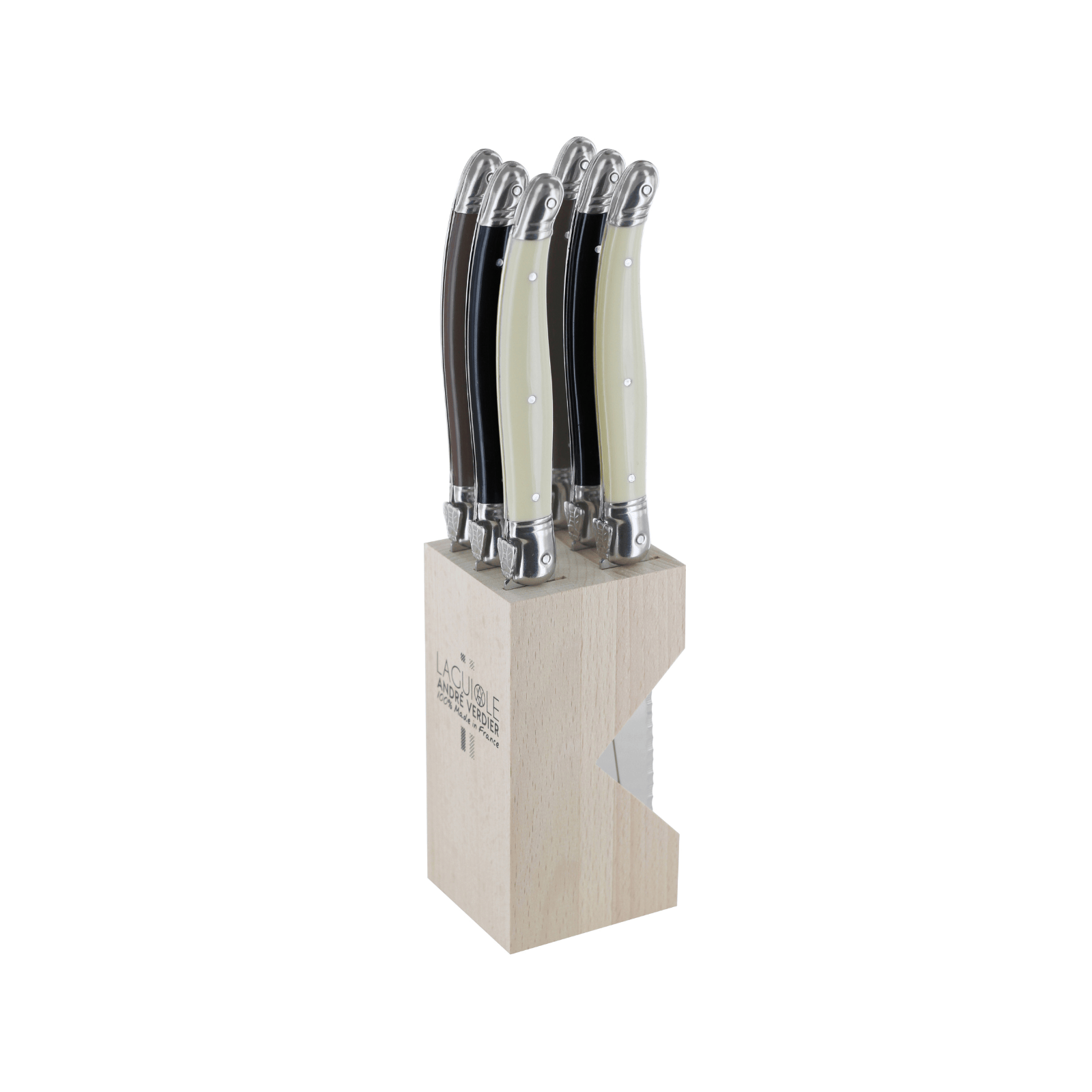 Andre Verdier Laguiole Debutant Steak Knife Block Set of 6 Neutral