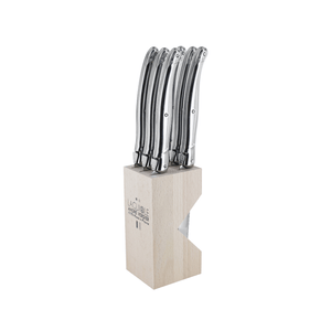 Andre Verdier Laguiole Debutant Steak Knife Block Set of 6 Stainless Steel