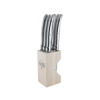 Andre Verdier Laguiole Debutant Steak Knife Block Set of 6 Stainless Steel