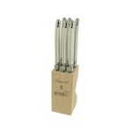 Andre Verdier Laguiole Debutant Steak Knife Block Set of 6 White