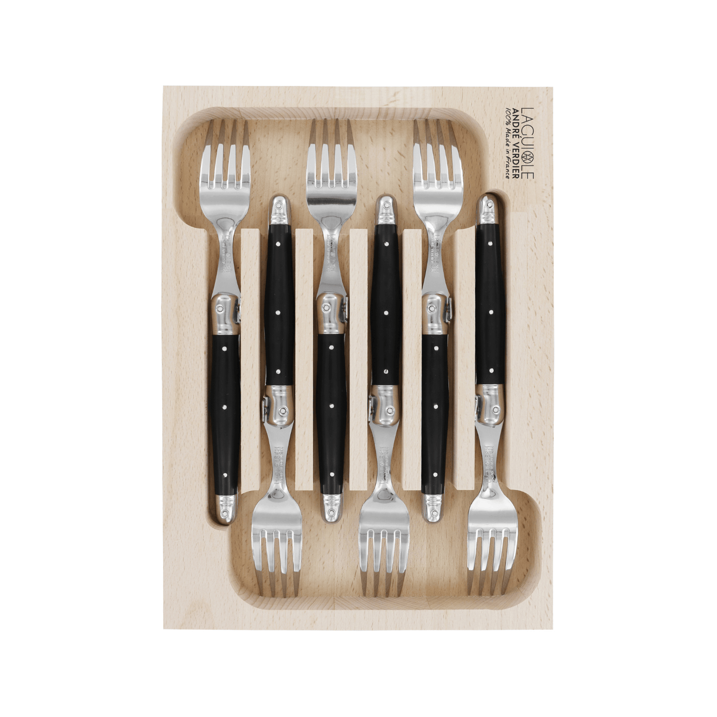 Andre Verdier Laguiole Debutant Table Fork Set of 6 Black