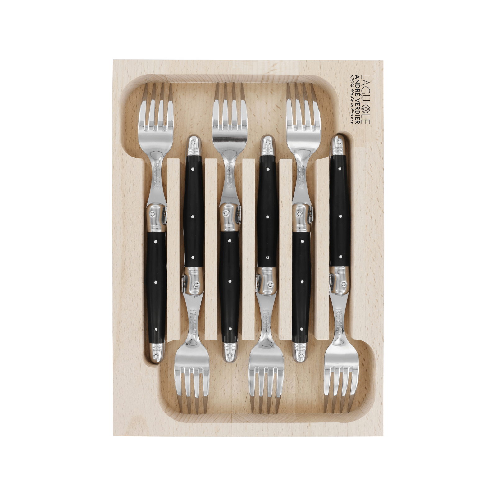 Andre Verdier Laguiole Debutant Table Fork Set of 6 Black