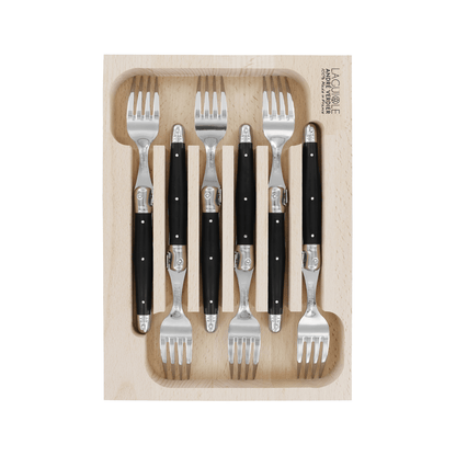 Andre Verdier Laguiole Debutant Table Fork Set of 6 Black