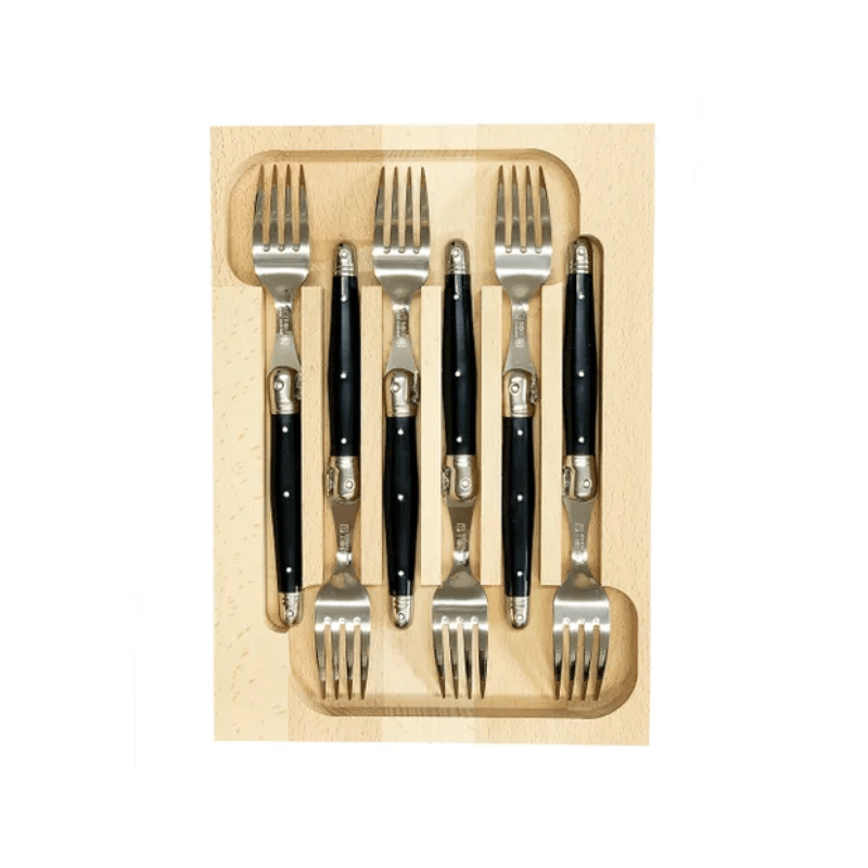 Andre Verdier Laguiole Debutant Table Fork Set Of 6 Black