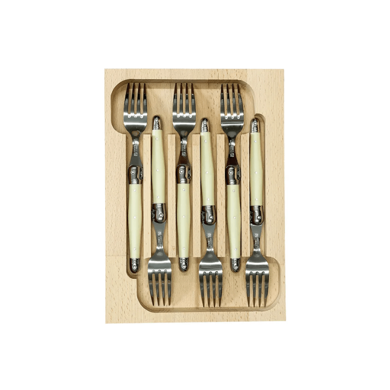 Andre Verdier Laguiole Debutant Table Fork Set of 6 Ivory