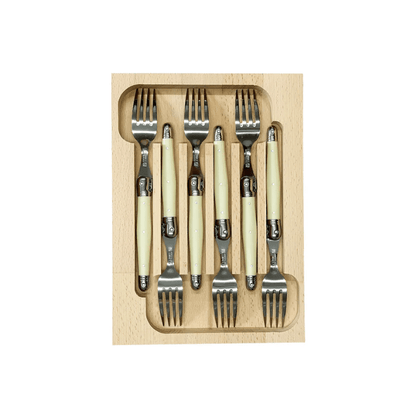 Andre Verdier Laguiole Debutant Table Fork Set of 6 Ivory