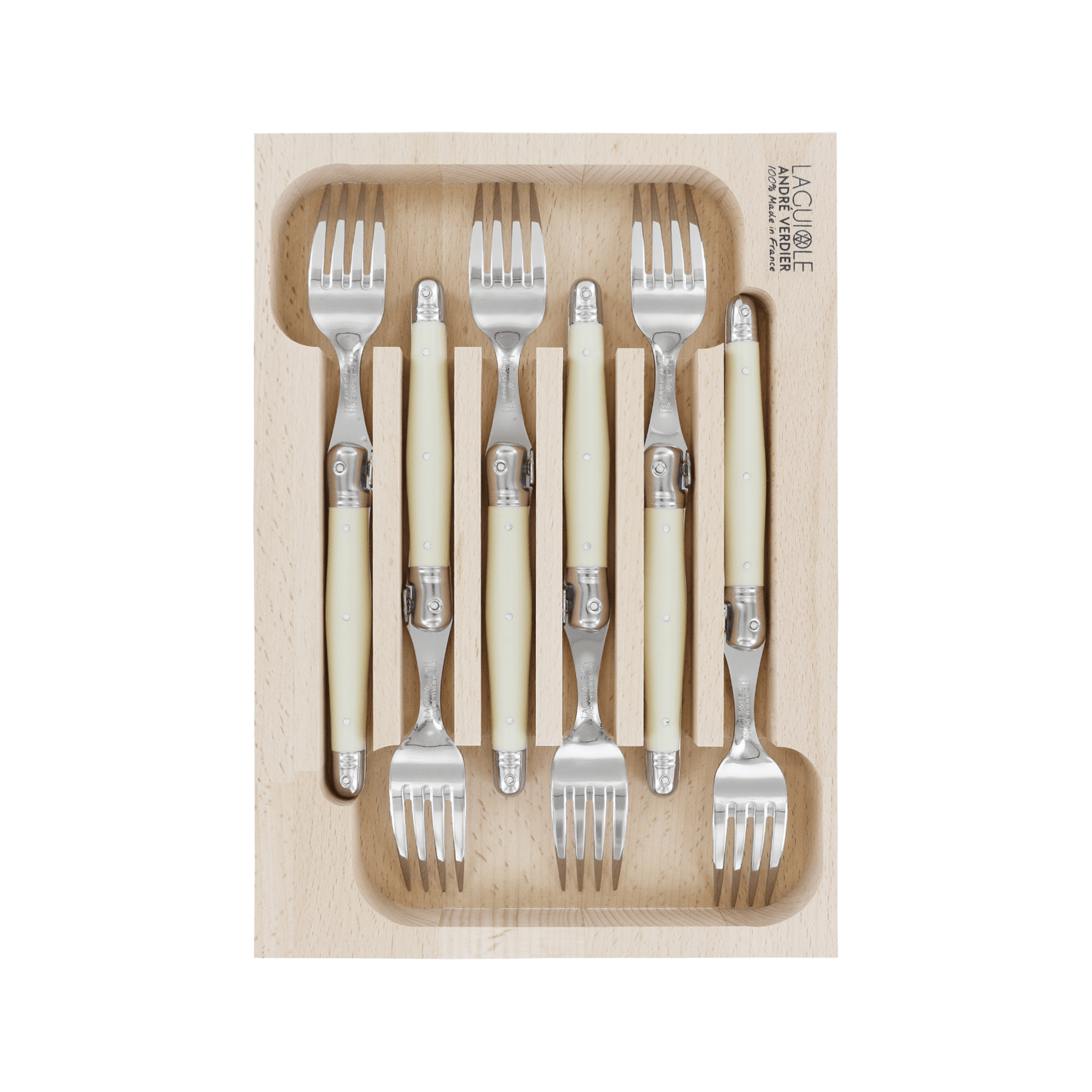 Andre Verdier Laguiole Debutant Table Fork Set of 6 Ivory