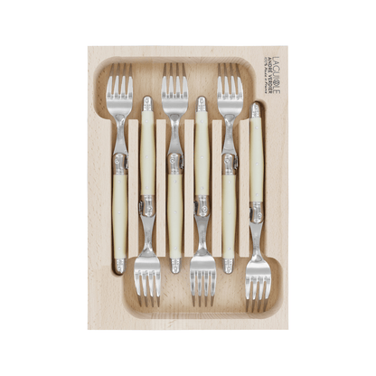 Andre Verdier Laguiole Debutant Table Fork Set of 6 Ivory