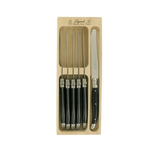 Andre Verdier Laguiole Debutant Table Knife Set of 6 Black