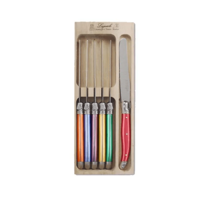 Andre Verdier Laguiole Debutant Table Knife Set of 6 Colour