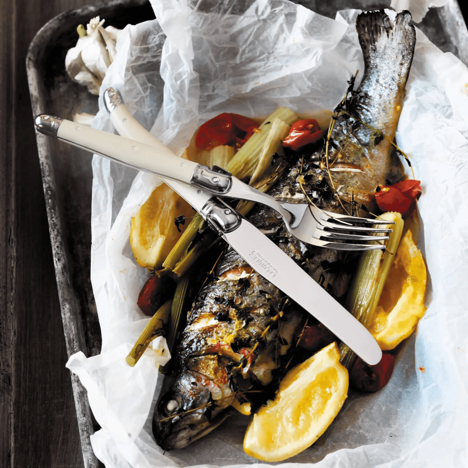 Andre Verdier Laguiole Debutant Table Knife Set of 6 Ivory