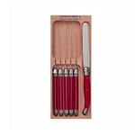 Andre Verdier Laguiole Debutant Table Knife Set of 6 Red