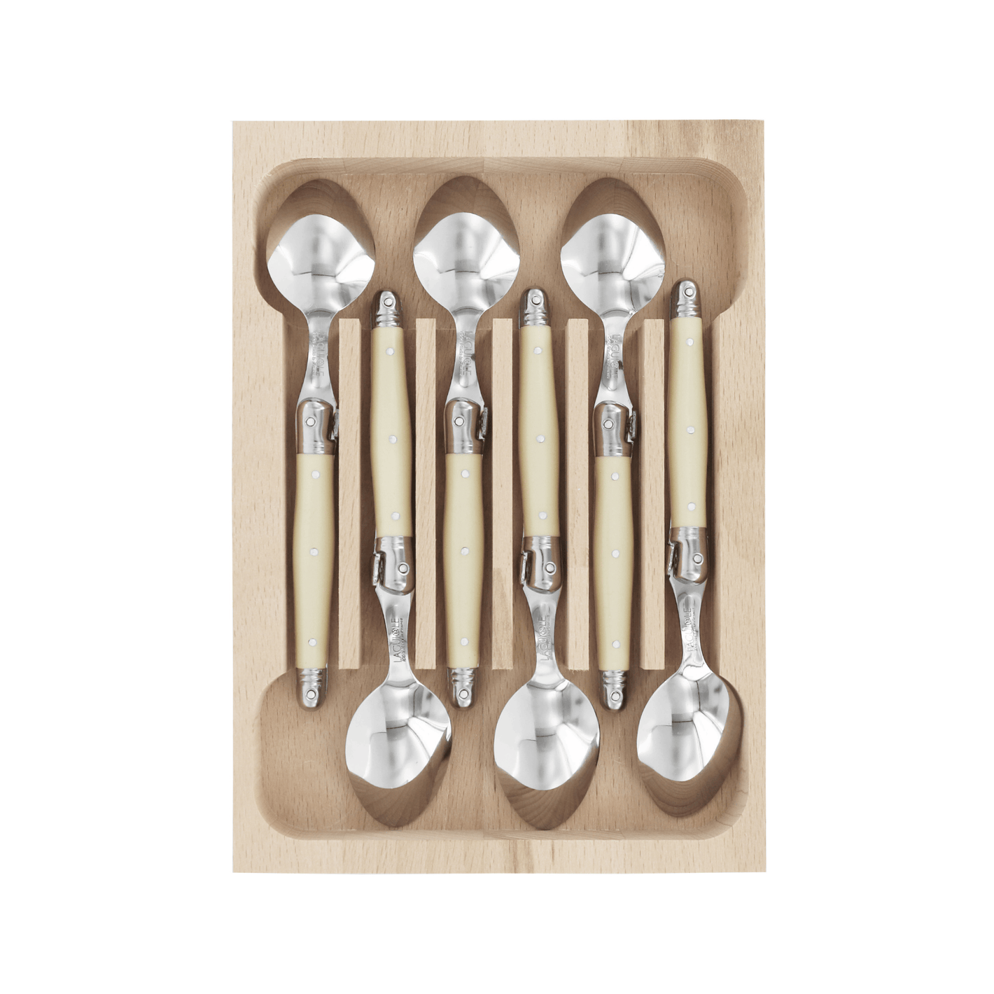 Andre Verdier Laguiole Debutant Teaspoon Set of 6 Ivory