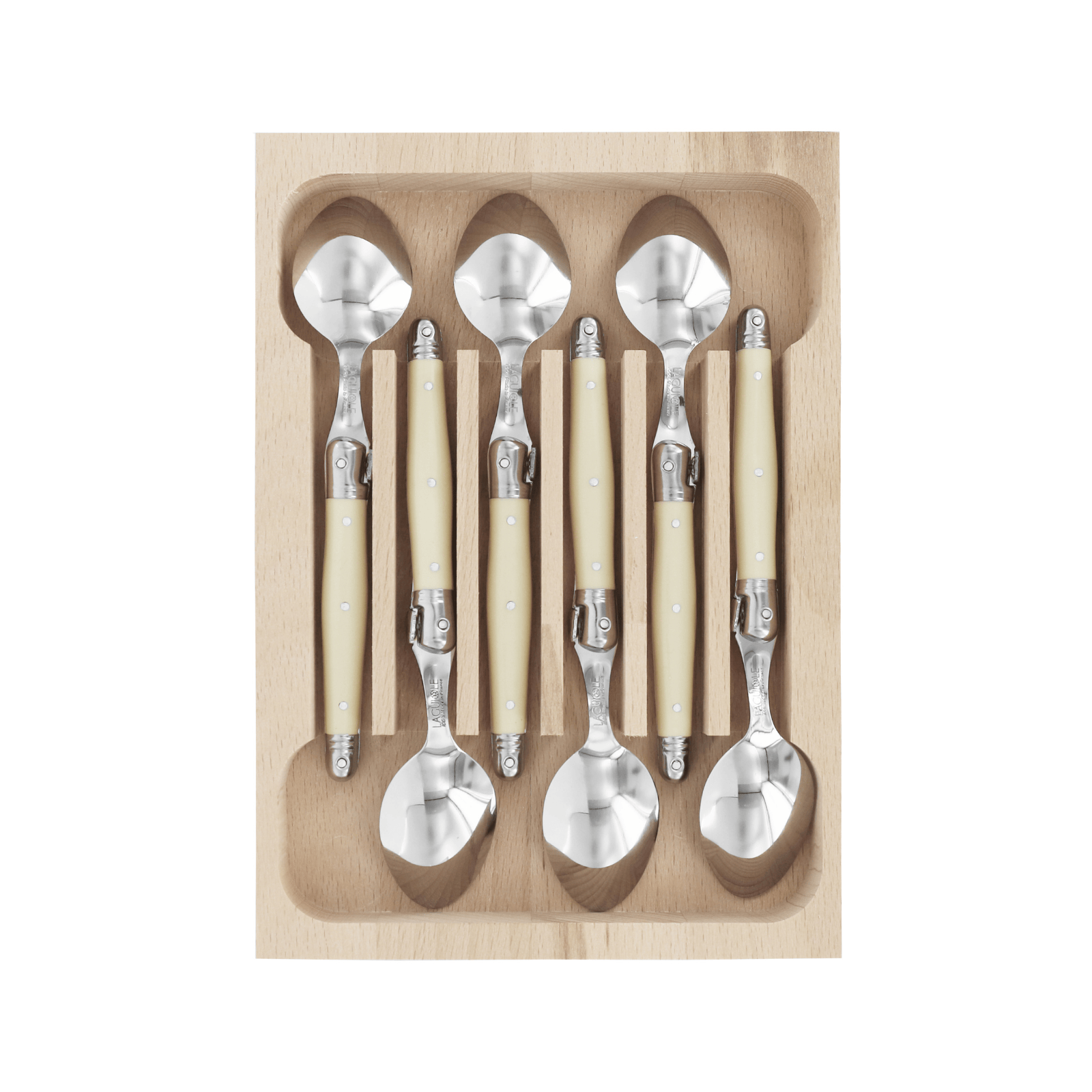 Andre Verdier Laguiole Debutant Teaspoon Set of 6 Ivory
