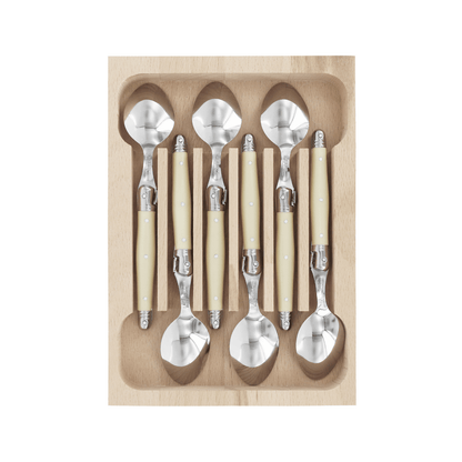 Andre Verdier Laguiole Debutant Teaspoon Set of 6 Ivory