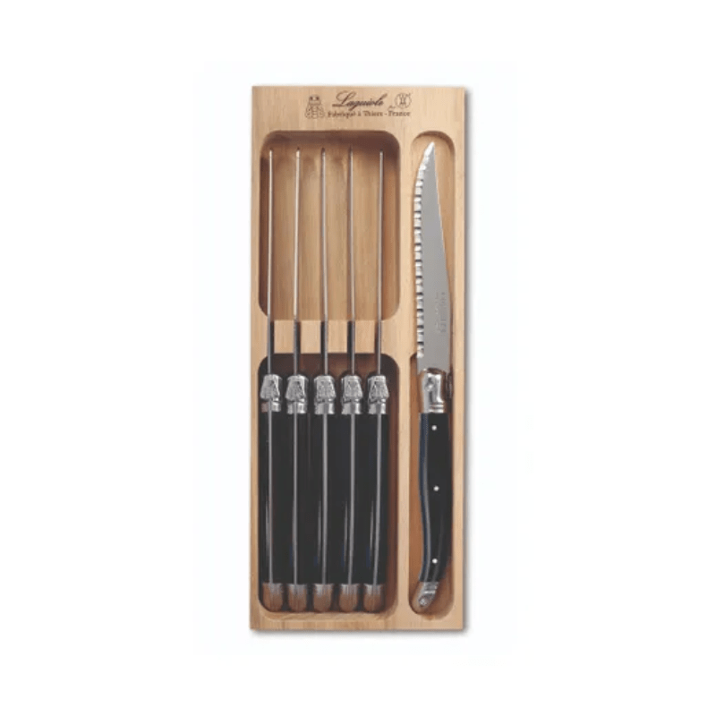 Andre Verdier Laguiole Steak Knife Set Of 6 Black