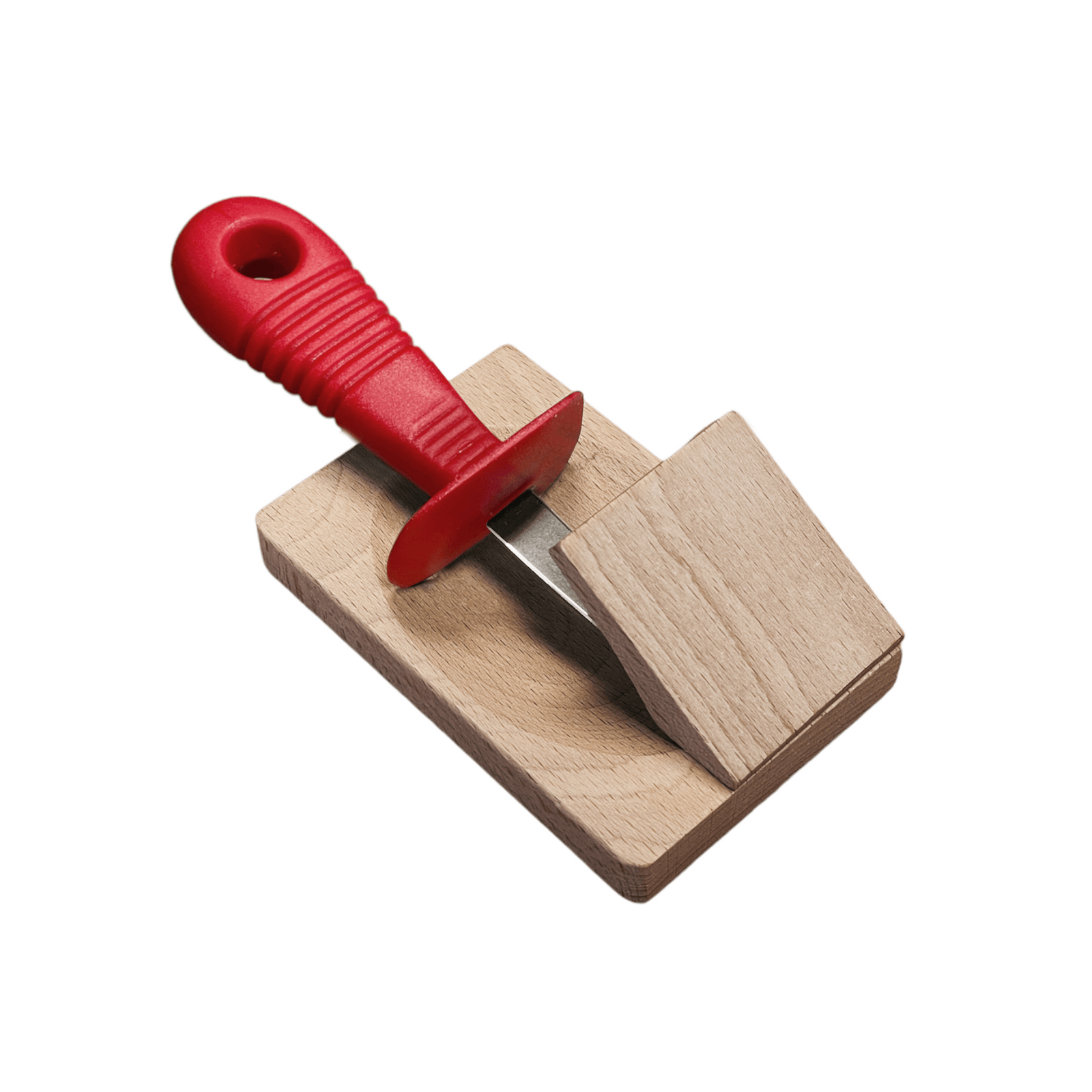 Andre Verdier Poseidon Oyster Knife with Wooden Block Red