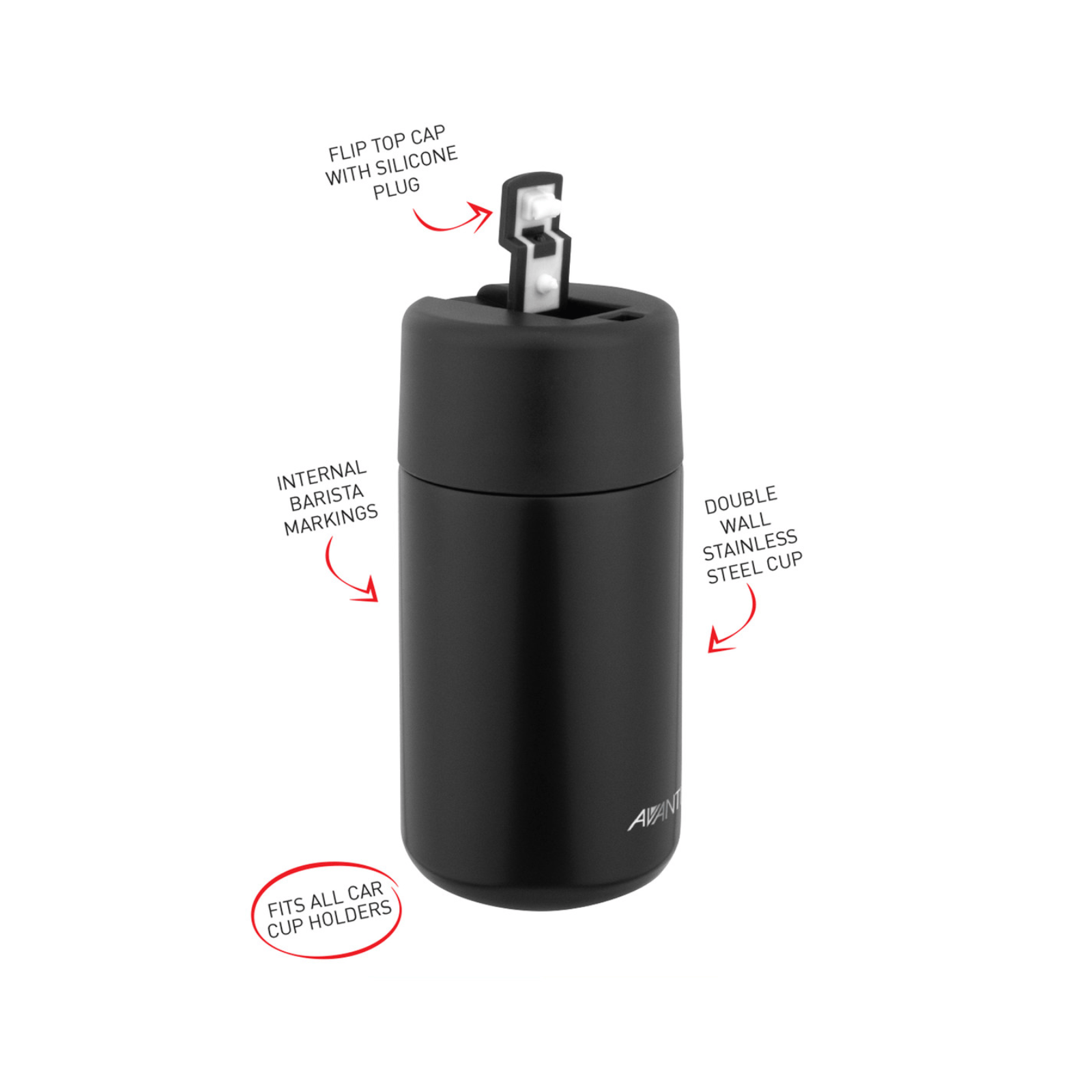 Avanti Brew Insulated Travel Cup 400ml Black