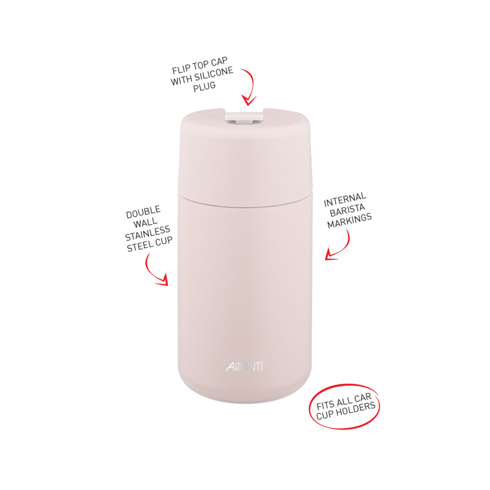Avanti Brew Insulated Travel Cup 400ml Blush Pink