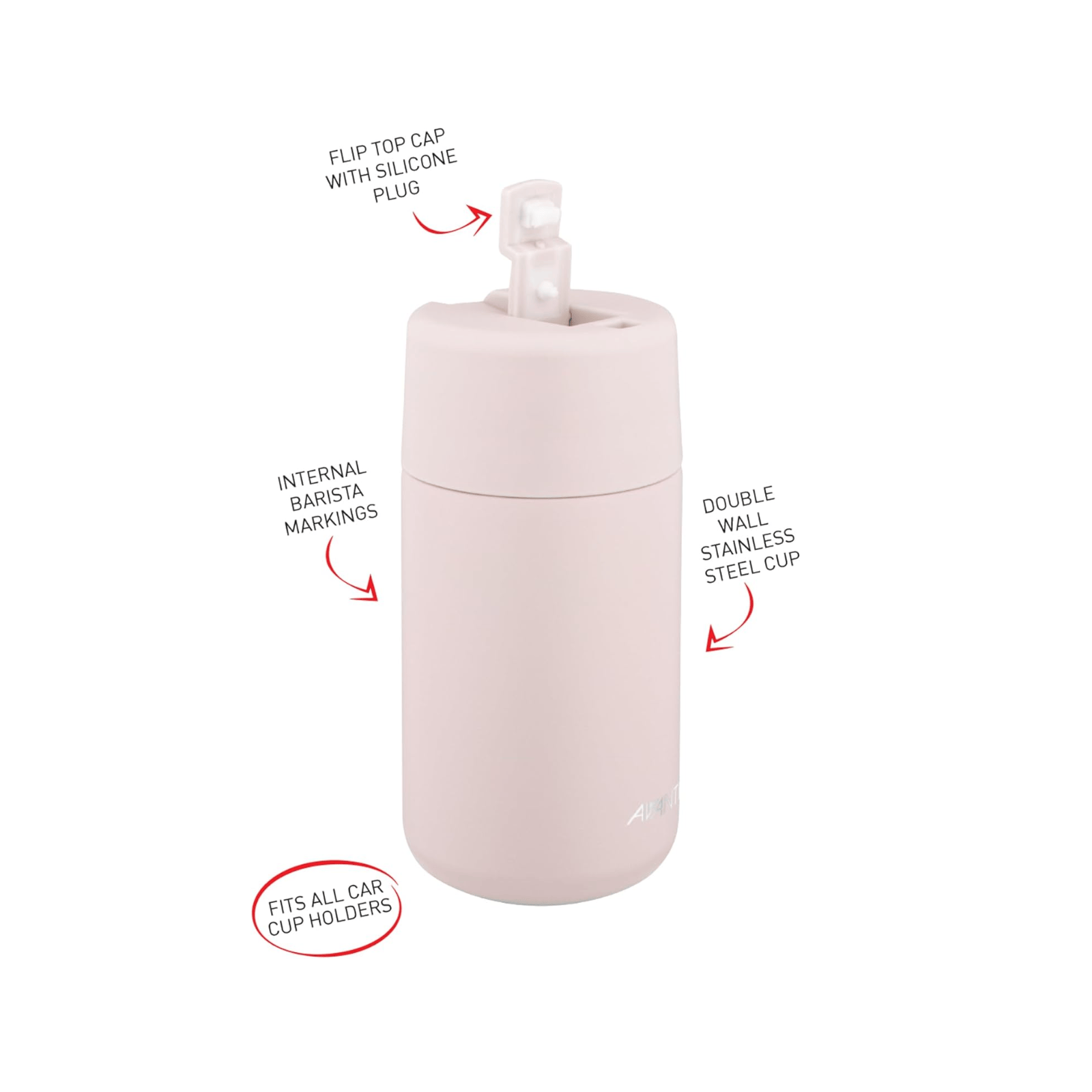 Avanti Brew Insulated Travel Cup 400ml Blush Pink