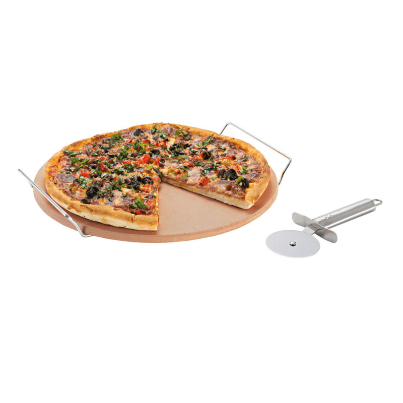 Avanti Pizza Stone with Rack and Pizza Cutter