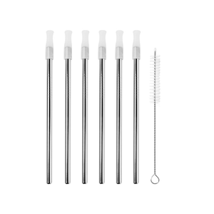 Avanti Stainless Steel Cocktail Straws Set of 6 with Cleaning Brush