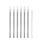 Avanti Stainless Steel Cocktail Straws Set of 6 with Cleaning Brush The Homestore Auckland