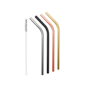 Avanti Stainless Steel Smoothie Drinking Straws Set of 4 with Cleaning Brush Colours