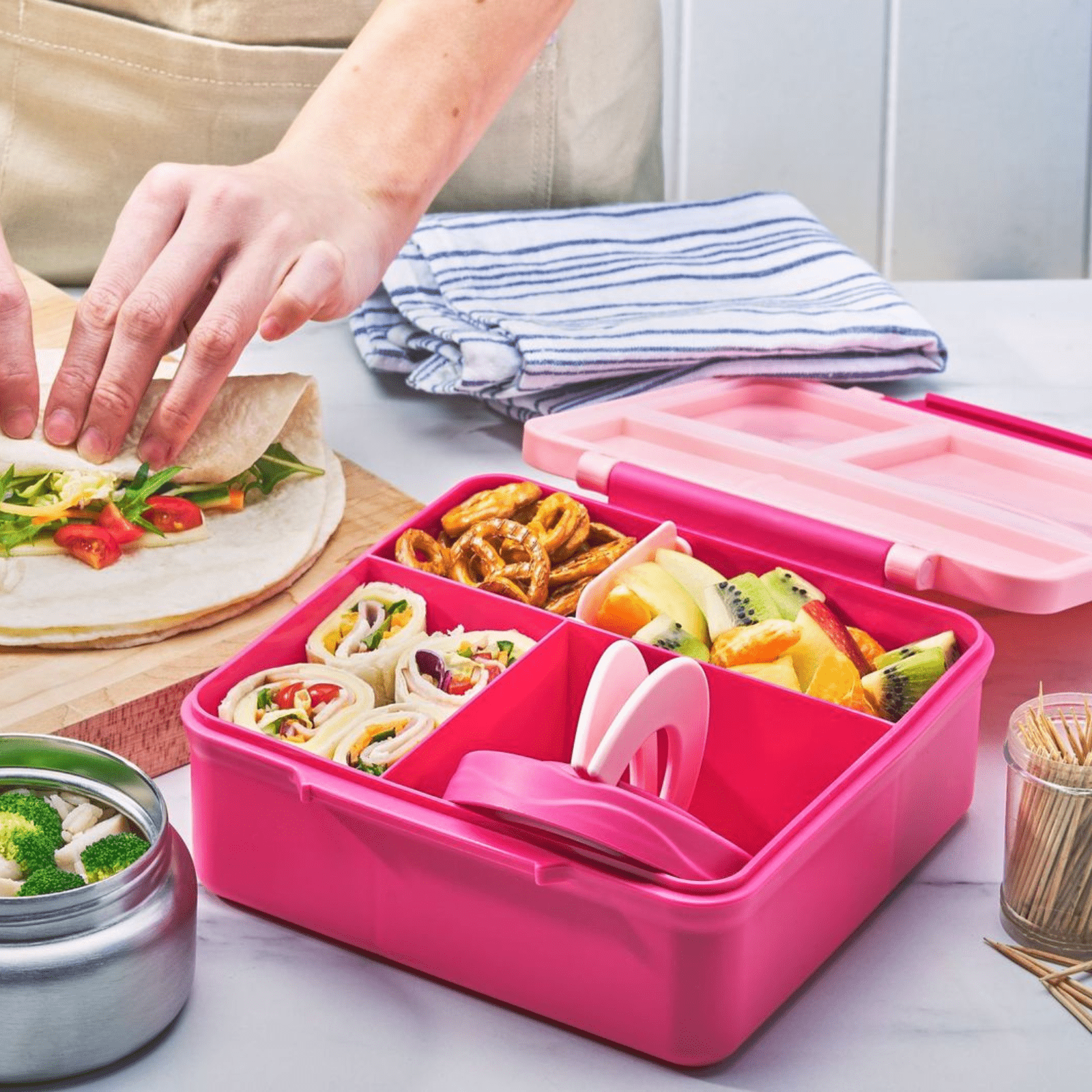Avanti YumYum Bento Lunch Box with Insulated Food Jar Pink