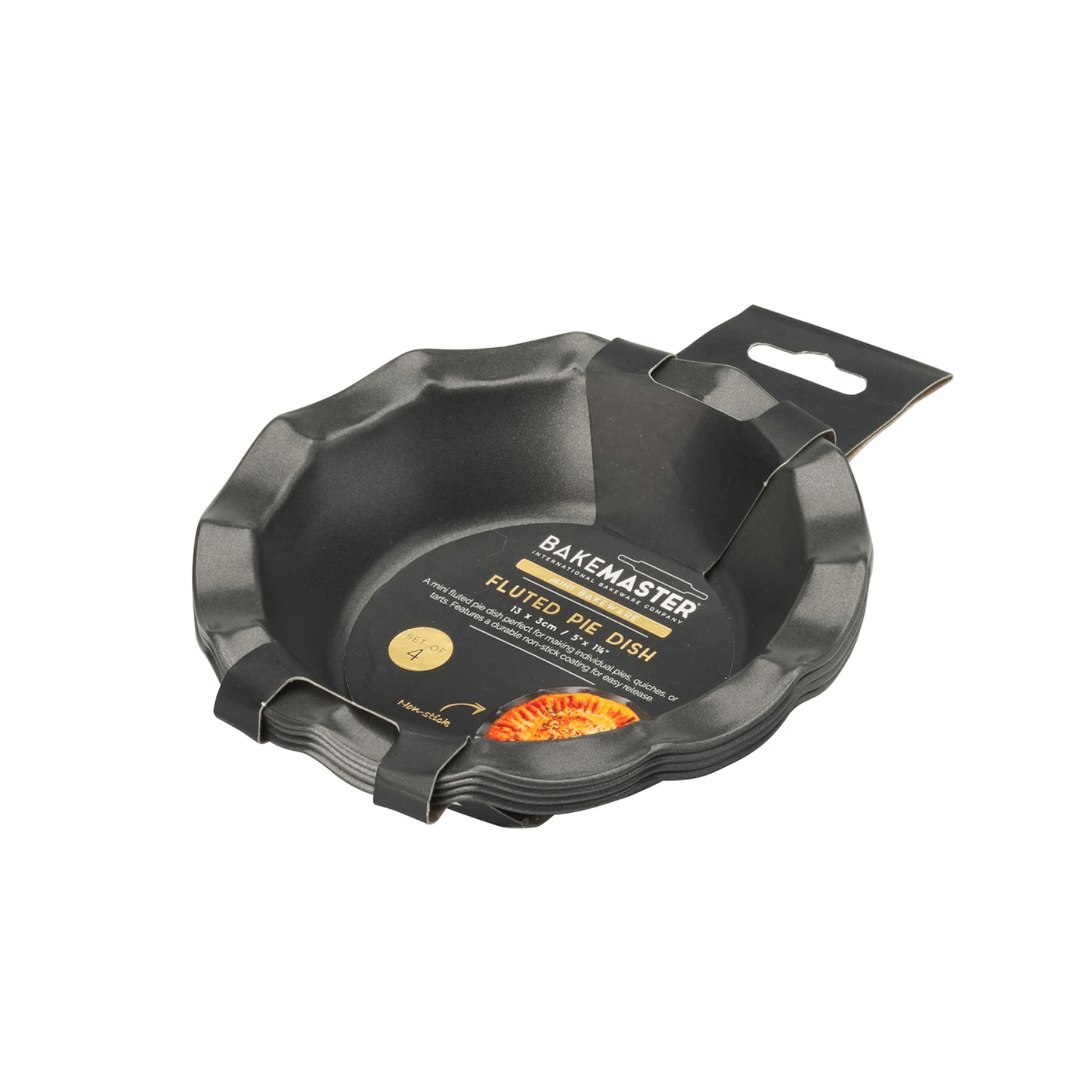 Bakemaster Non-Stick Mini Fluted Pie Dish 13cm x 3cm Set of 4