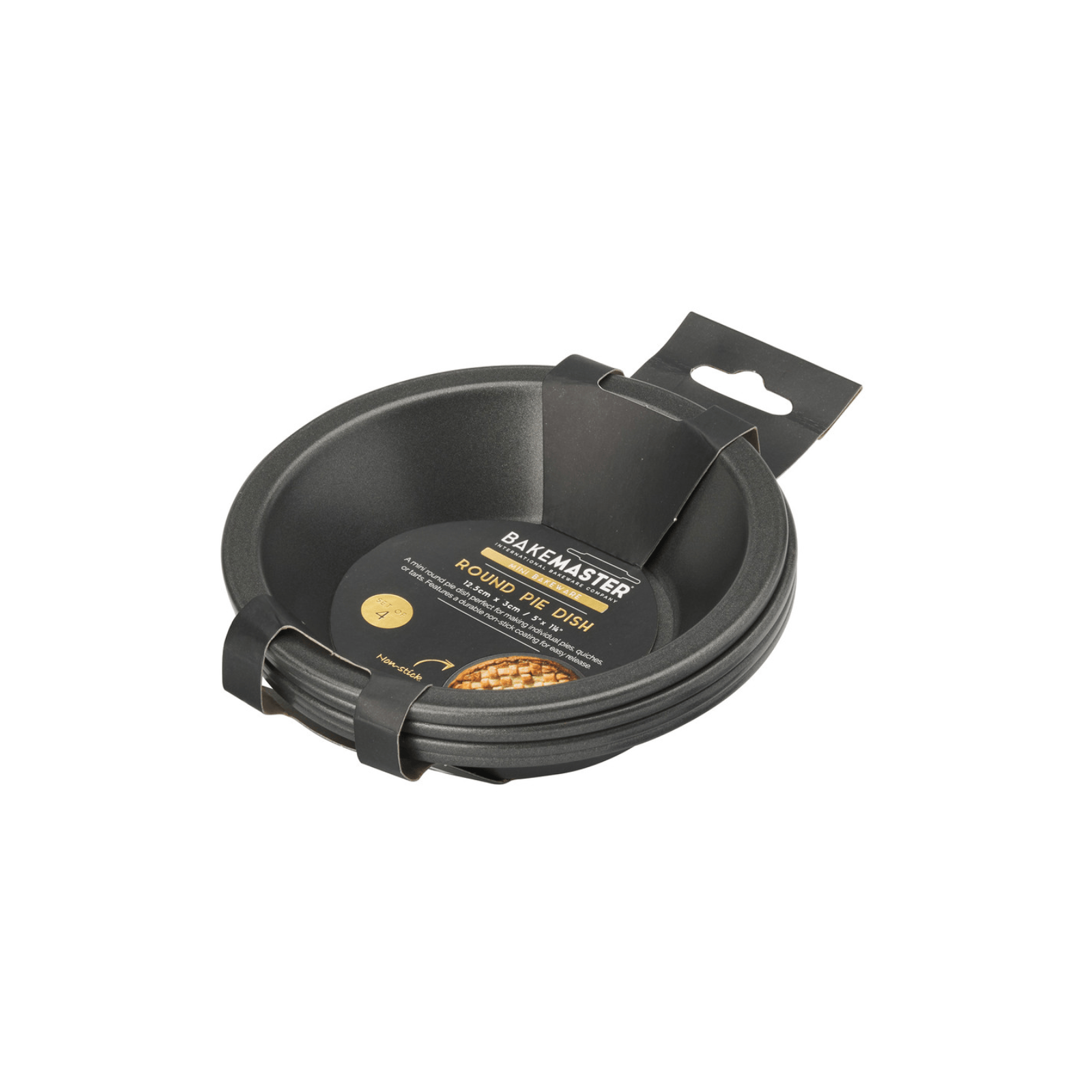 Bakemaster Non-Stick Mini Round Pie Dish 12.5cm x 3cm Set of 4