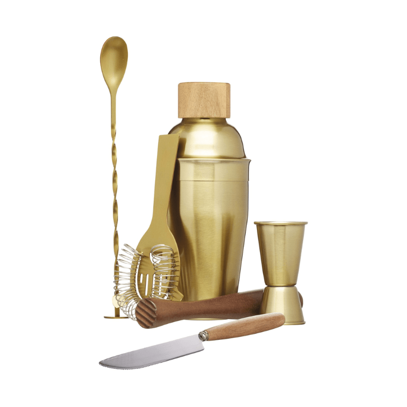 BarCraft Brass Cocktail Set 6-Piece