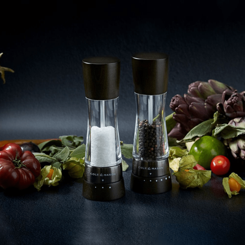 Cole & Mason Derwent Black Wood Gunmetal Salt & Pepper Mill 19cm Set of 2