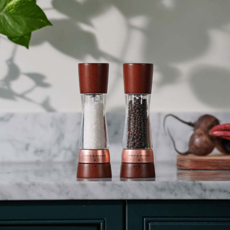 Cole & Mason Derwent Chestnut Rose Gold Salt & Pepper Mill 19cm Set of 2