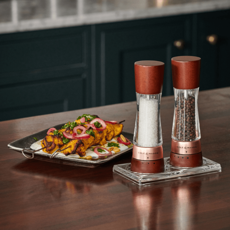 Cole & Mason Derwent Chestnut Rose Gold Salt & Pepper Mill 19cm Set of 2