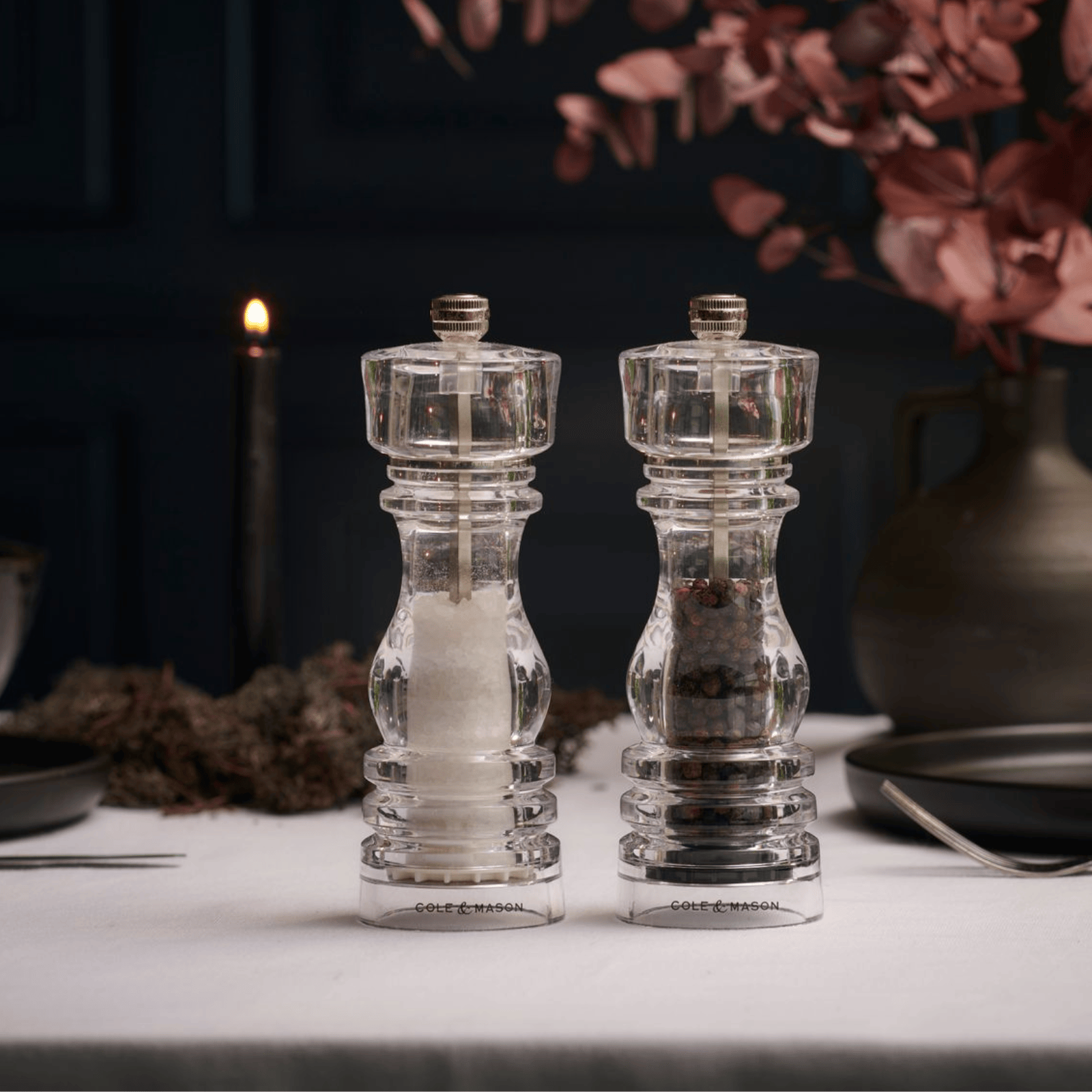 Cole & Mason London Acrylic Salt & Pepper Mill 18cm Set of 2
